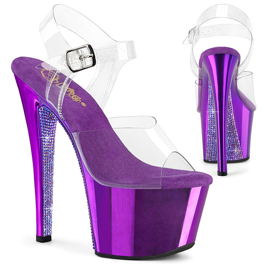 Pleaser Women's Platform Shoes SKY-308CHRS Clr/Purple Chrome-AB RS