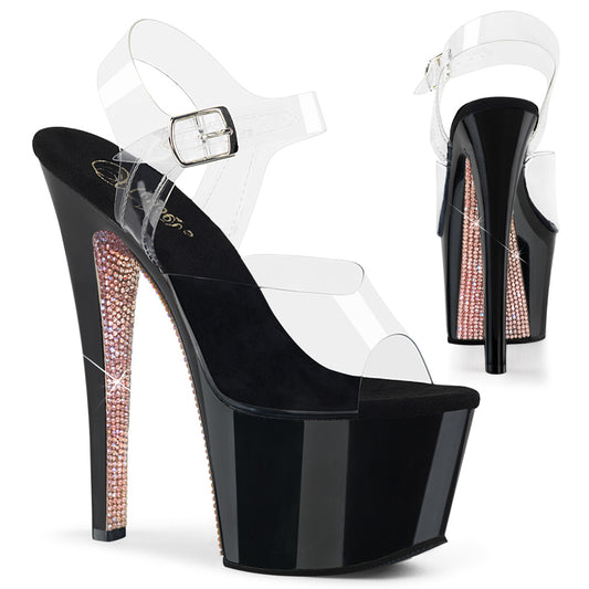 Pleaser Damen Sandalen SKY-308crs CLR / BLK-Champagne AB RSTN