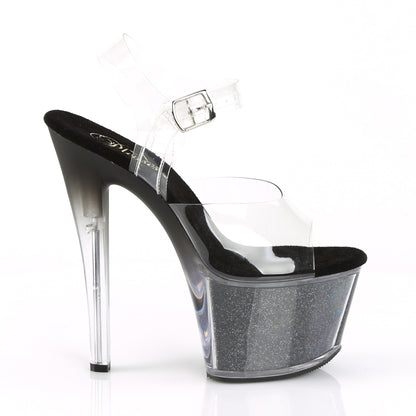 Pleaser Damen Sandalen SKY-308G-T CLR / BLK Glittereinsätze