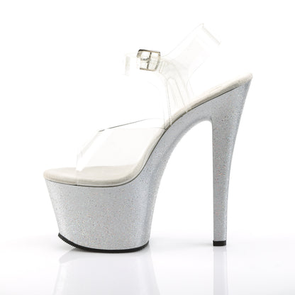 Pleaser Womens Sandals SKY-308MG Clr/Slv
