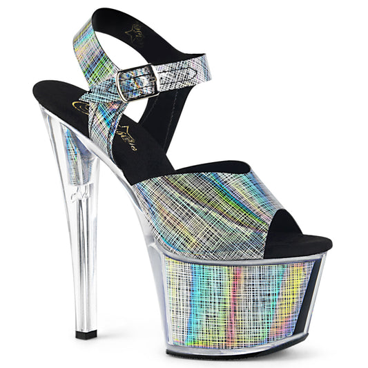 Pleaser Damen Sandalen SKY-308n-CRHM BLK Hologramm TPU / BLK Hologramm