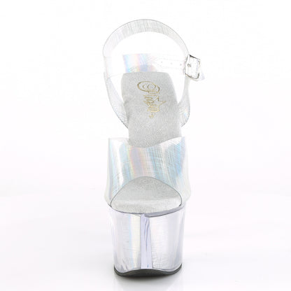 Pleaser Womens Sandals SKY-308N-CRHM Slv Hologram TPU/Slv Hologram