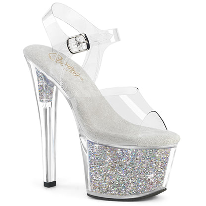 Pleaser Women's Platform Shoes SKY-308RSI Clr/Clr-Slv AB RS