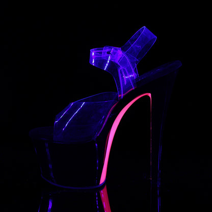 Pleaser Womens Sandals SKY-308TT Clr/Blk-Neon Pink