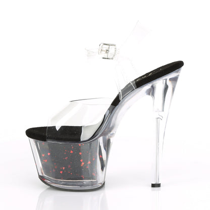 Pleaser Damen Sandalen SKY-308Whg CLR / BLK-rot Glitzer
