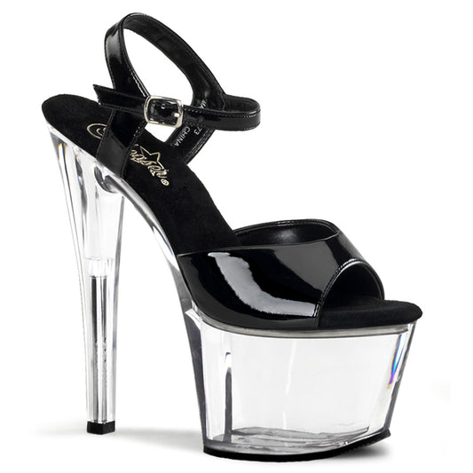 Pleaser Womens Sandals SKY-309 Blk Pat/Clr