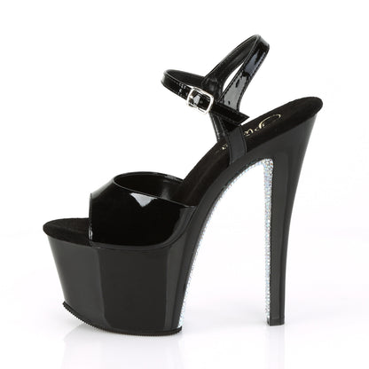 Pleaser Damen Sandalen SKY-309crs BLK / BLK-SLV AB RSTN