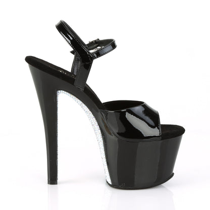 Pleaser Damen Sandalen SKY-309crs BLK / BLK-SLV AB RSTN