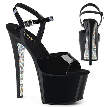 Pleaser Damen Sandalen SKY-309crs BLK / BLK-SLV AB RSTN