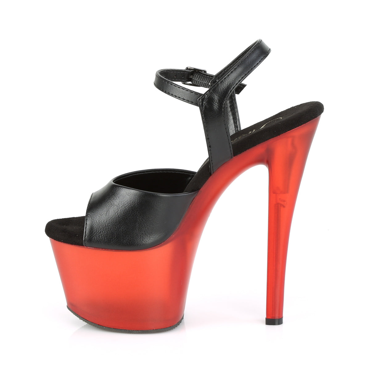 Pleaser Damen Sandalen SKY-309T BLK FAUX Leder / Mattiertes Rot