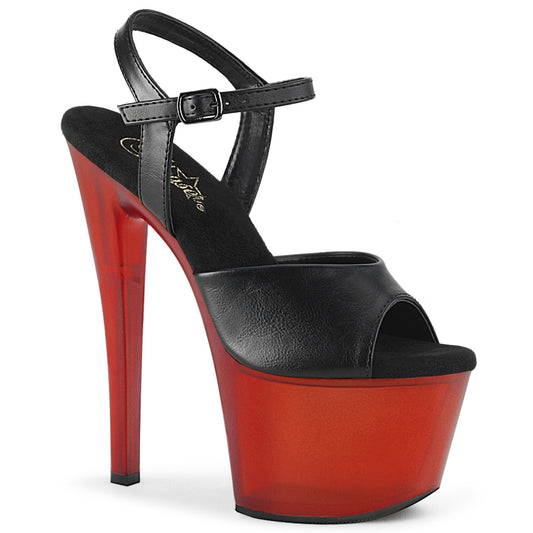 Pleaser Damen Sandalen SKY-309T BLK FAUX Leder / Mattiertes Rot