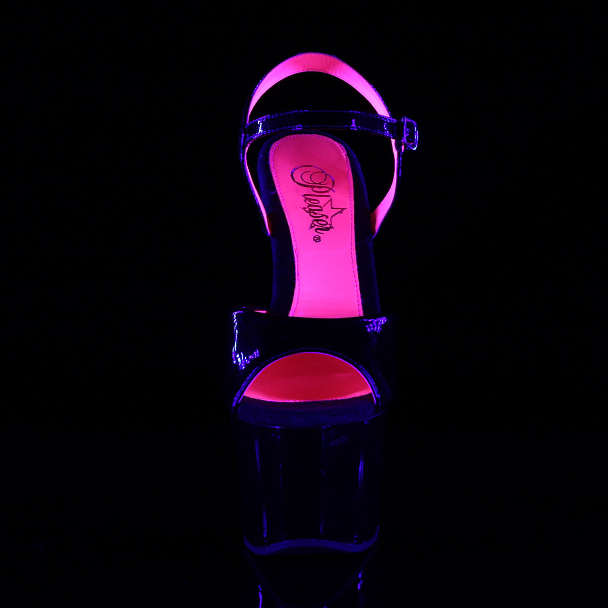 Pleaser Damen Sandalen SKY-309TT BLK Pat / BLK-Neon H. Pink