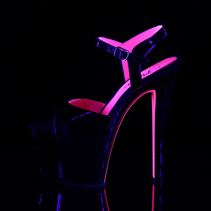 Pleaser Damen Sandalen SKY-309TT BLK Pat / BLK-Neon H. Pink