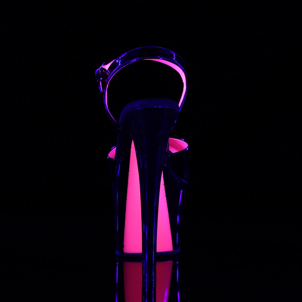 Pleaser Damen Sandalen SKY-309TT BLK Pat / BLK-Neon H. Pink