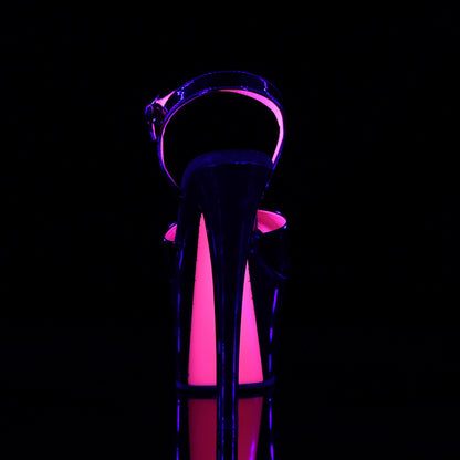 Pleaser Damen Sandalen SKY-309TT BLK Pat / BLK-Neon H. Pink