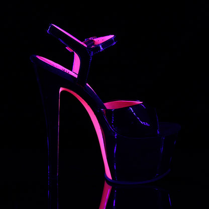Pleaser Damen Sandalen SKY-309TT BLK Pat / BLK-Neon H. Pink