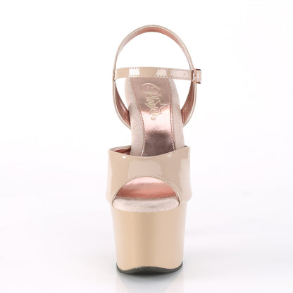 Pleaser Damen Sandalen SKY-309TT Nude Pat / Nude-Rose Gold Chrome