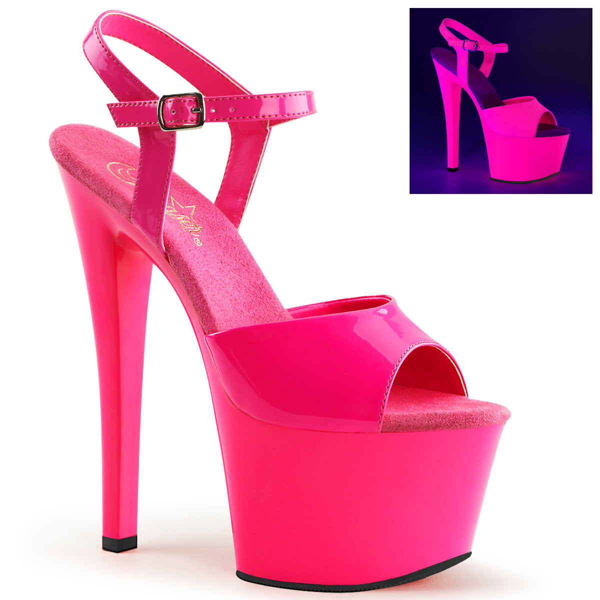 Pleaser Damen Sandalen SKY-309uv Neon H. pink / h. Rosa