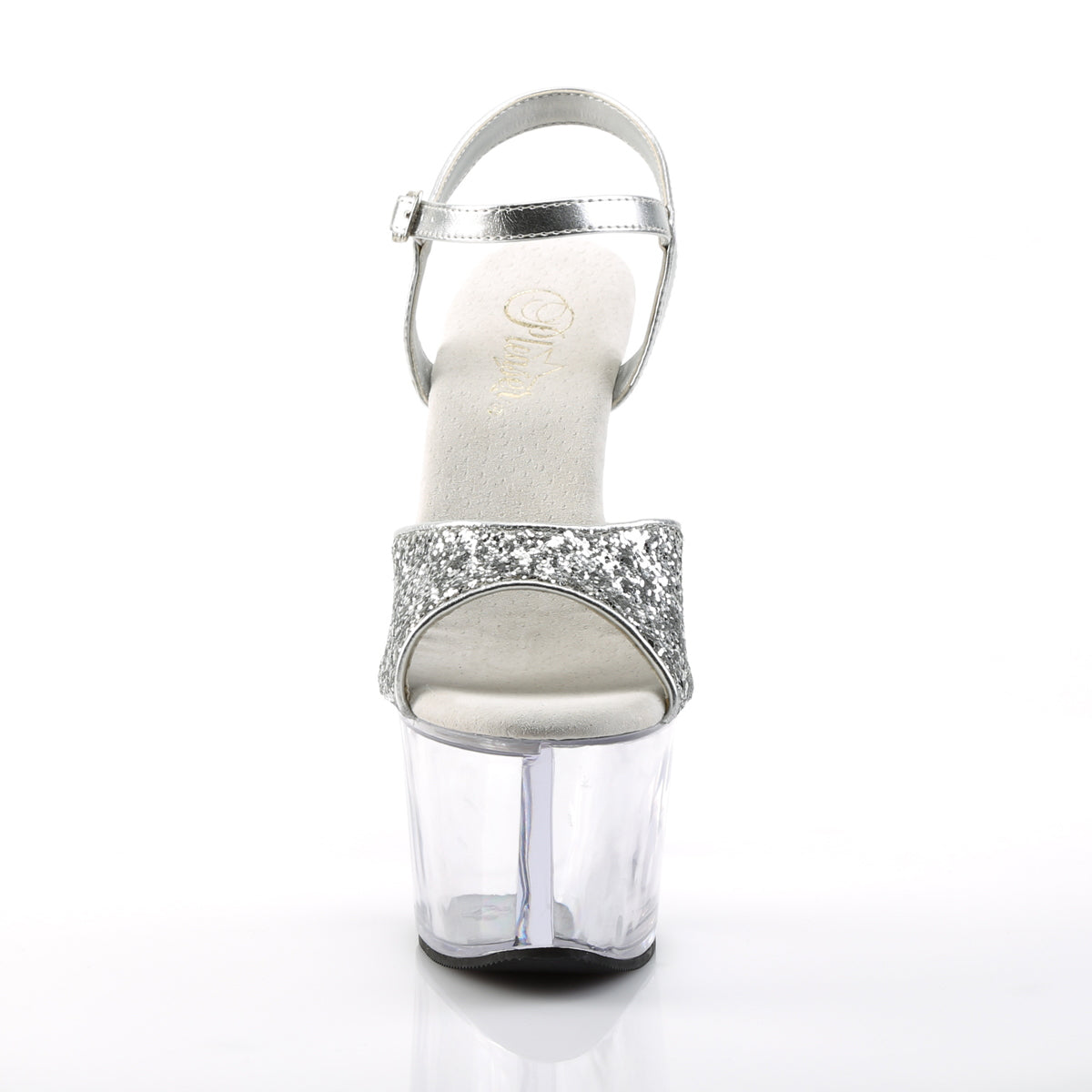 Pleaser Womens Sandals SKY-310 Slv Gltr/Clr