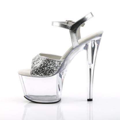 Pleaser Womens Sandals SKY-310 Slv Gltr/Clr