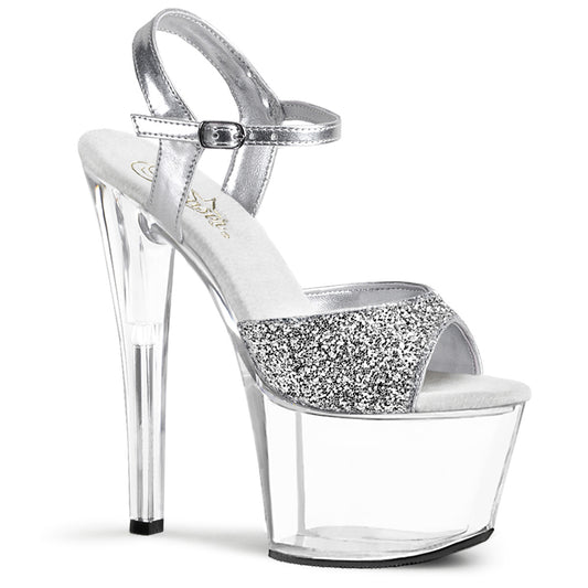 Pleaser Womens Sandals SKY-310 Slv Gltr/Clr