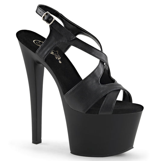 Pleaser Womens Sandals SKY-330 Blk Faux Leather/Blk Matte