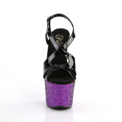 Pleaser Damen Sandalen SKY-330LG BLK Pat / Purple Multi Glitter