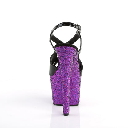 Pleaser Damen Sandalen SKY-330LG BLK Pat / Purple Multi Glitter