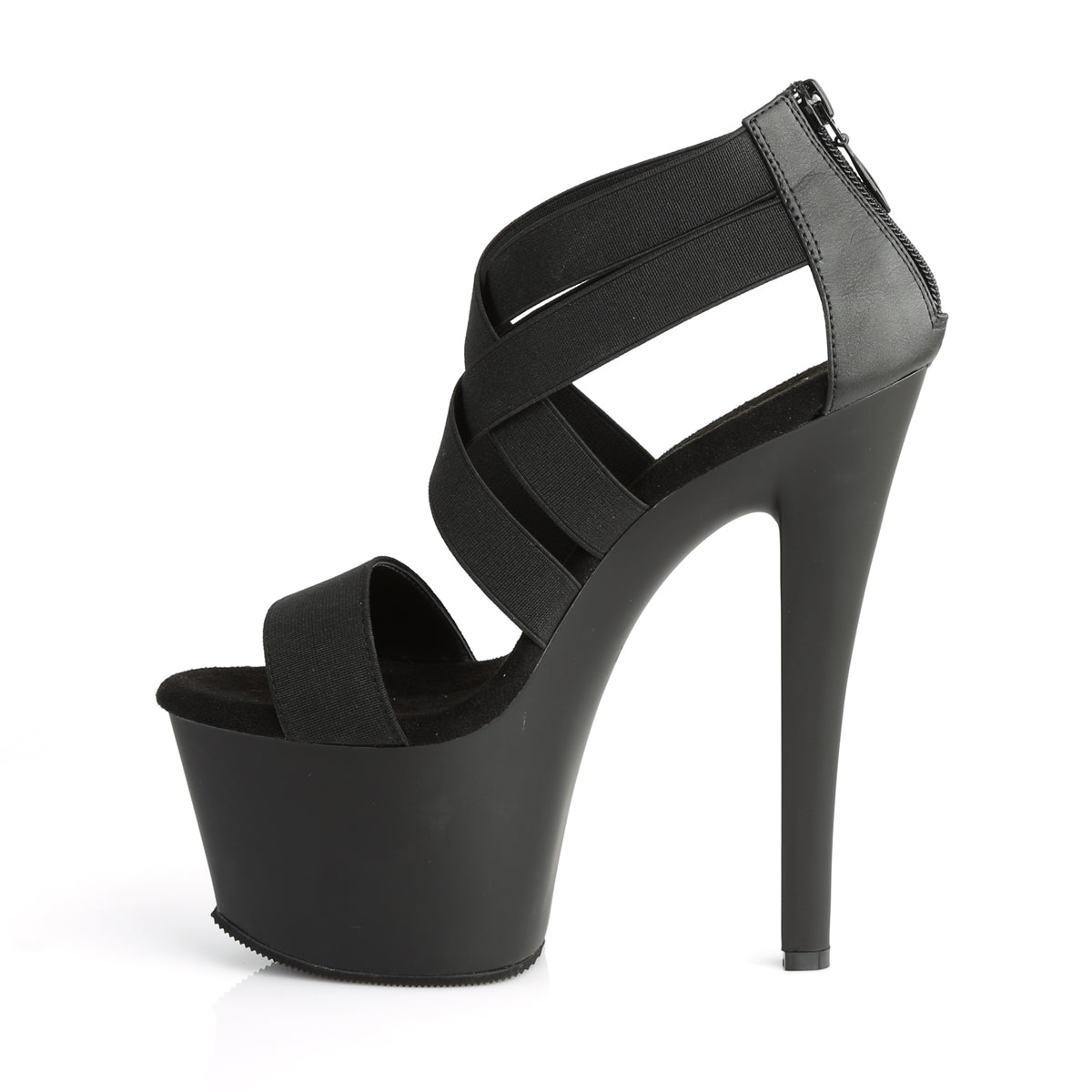 Pleaser Damen Sandalen SKY-369 BLK elastisches Band / BLK Matte