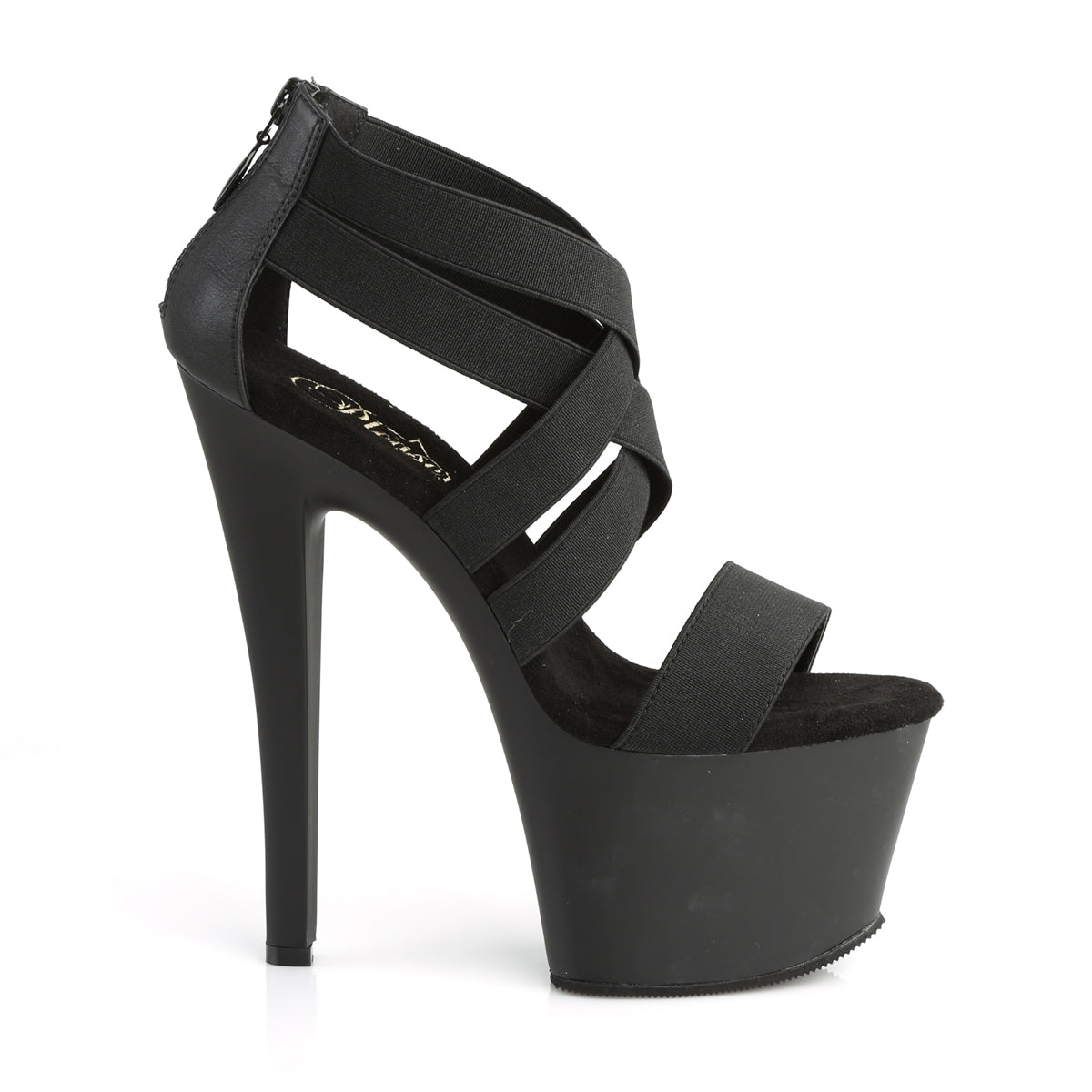 Pleaser Damen Sandalen SKY-369 BLK elastisches Band / BLK Matte