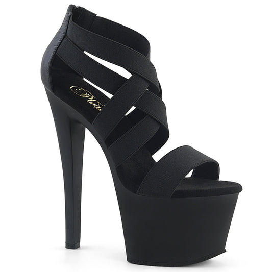 Pleaser Womens Sandals SKY-369 Blk Elastic Band/Blk Matte
