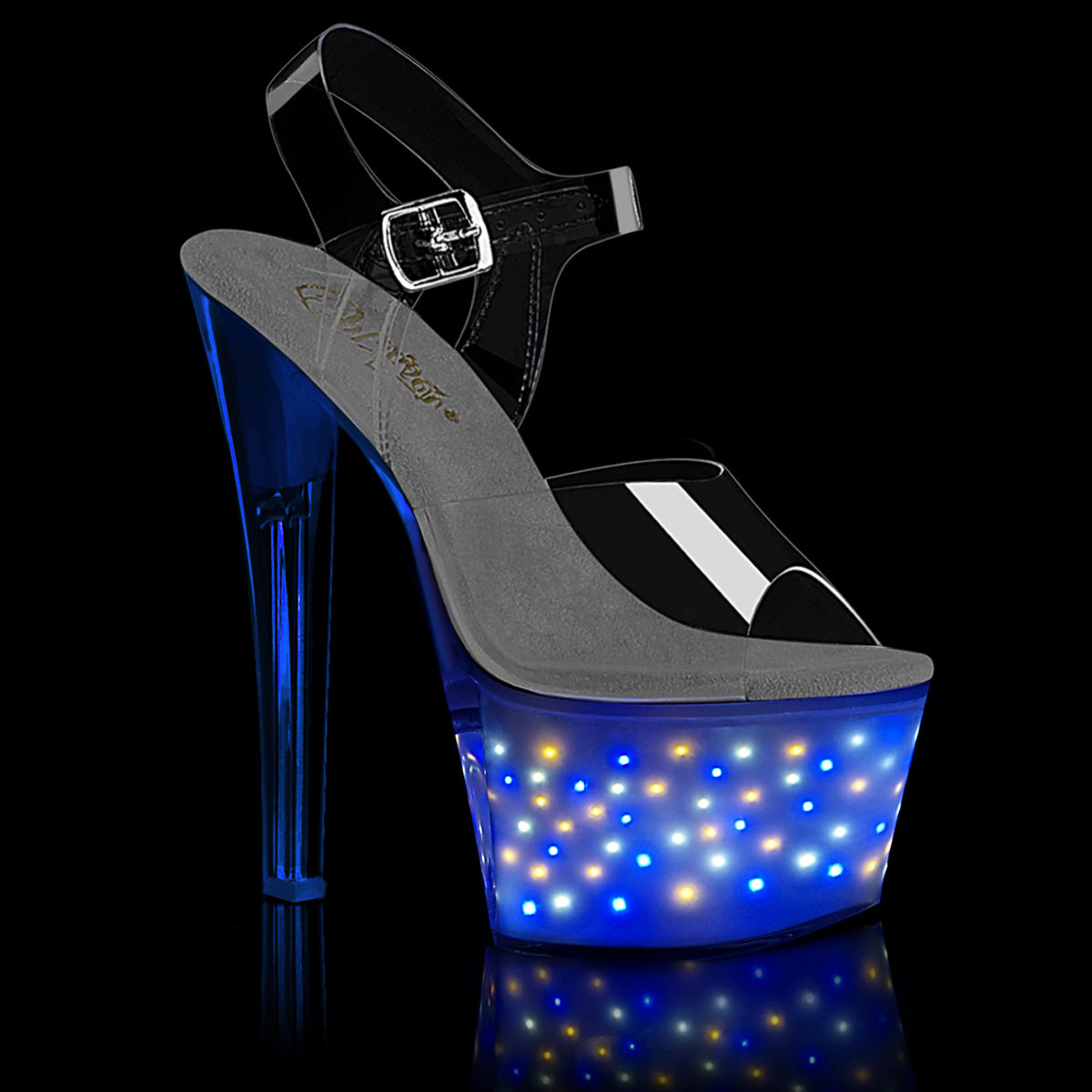 Pleaser Womens Sandals ECHOLITE-708 Clr/White Glow