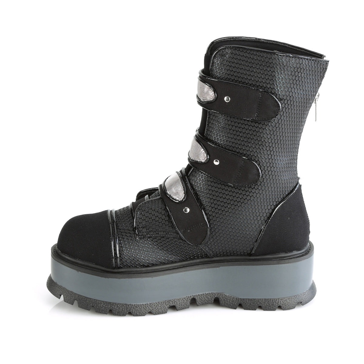 DemoniaCult Frauenstiefel SLACKER-101 BLK Vegan Leder-Canvas