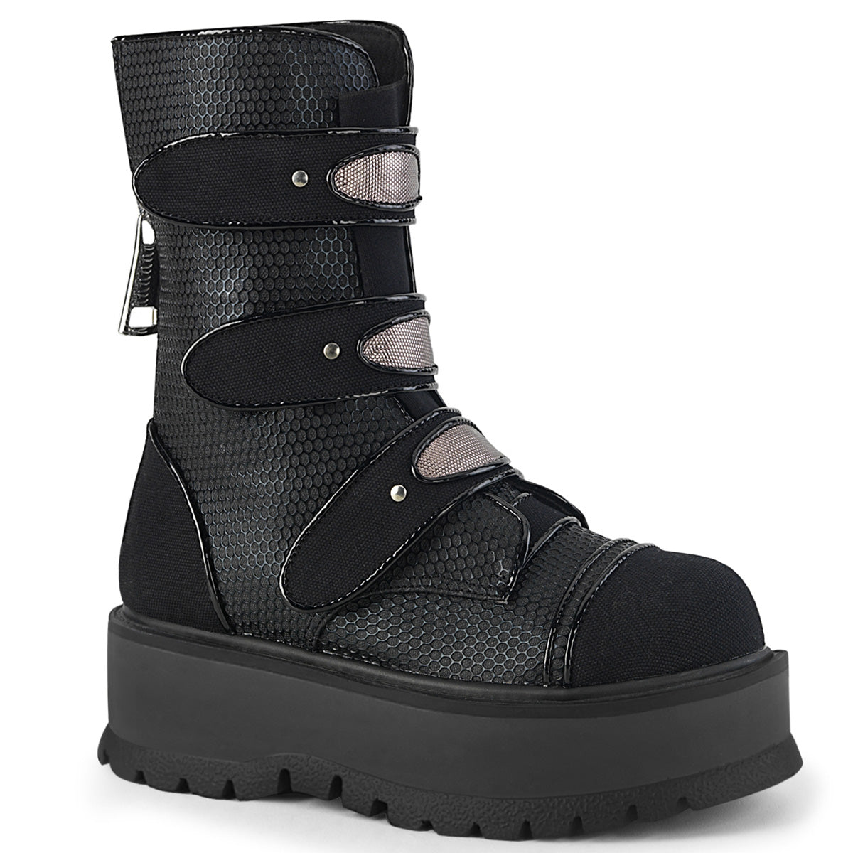 DemoniaCult Frauenstiefel SLACKER-101 BLK Vegan Leder-Canvas