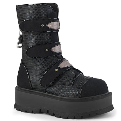 DemoniaCult Frauenstiefel SLACKER-101 BLK Vegan Leder-Canvas