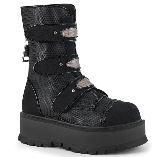 DemoniaCult Frauenstiefel SLACKER-101 BLK Vegan Leder-Canvas