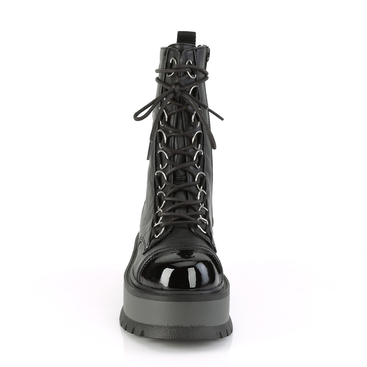 DemoniaCult Damenknöchelstiefel SLACKER-150 BLK Vegan Lederpat