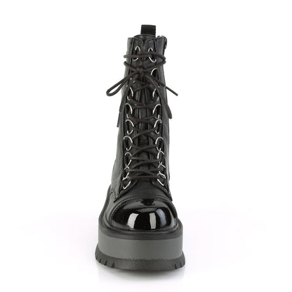 DemoniaCult Damenknöchelstiefel SLACKER-150 BLK Vegan Lederpat