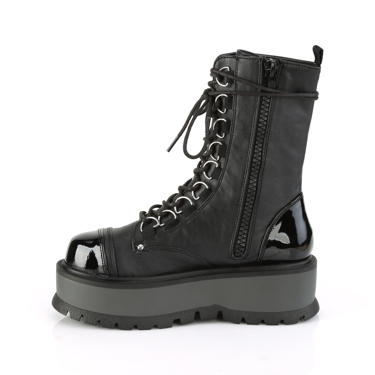 DemoniaCult Damenknöchelstiefel SLACKER-150 BLK Vegan Lederpat