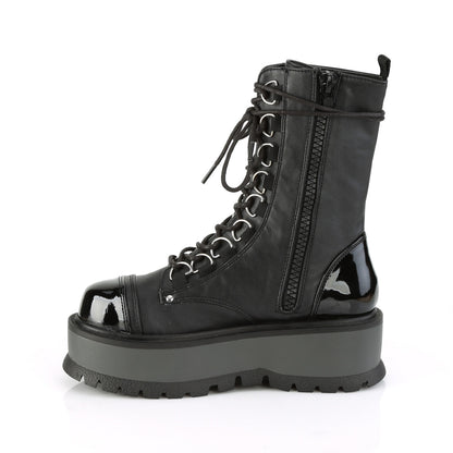 DemoniaCult Damenknöchelstiefel SLACKER-150 BLK Vegan Lederpat