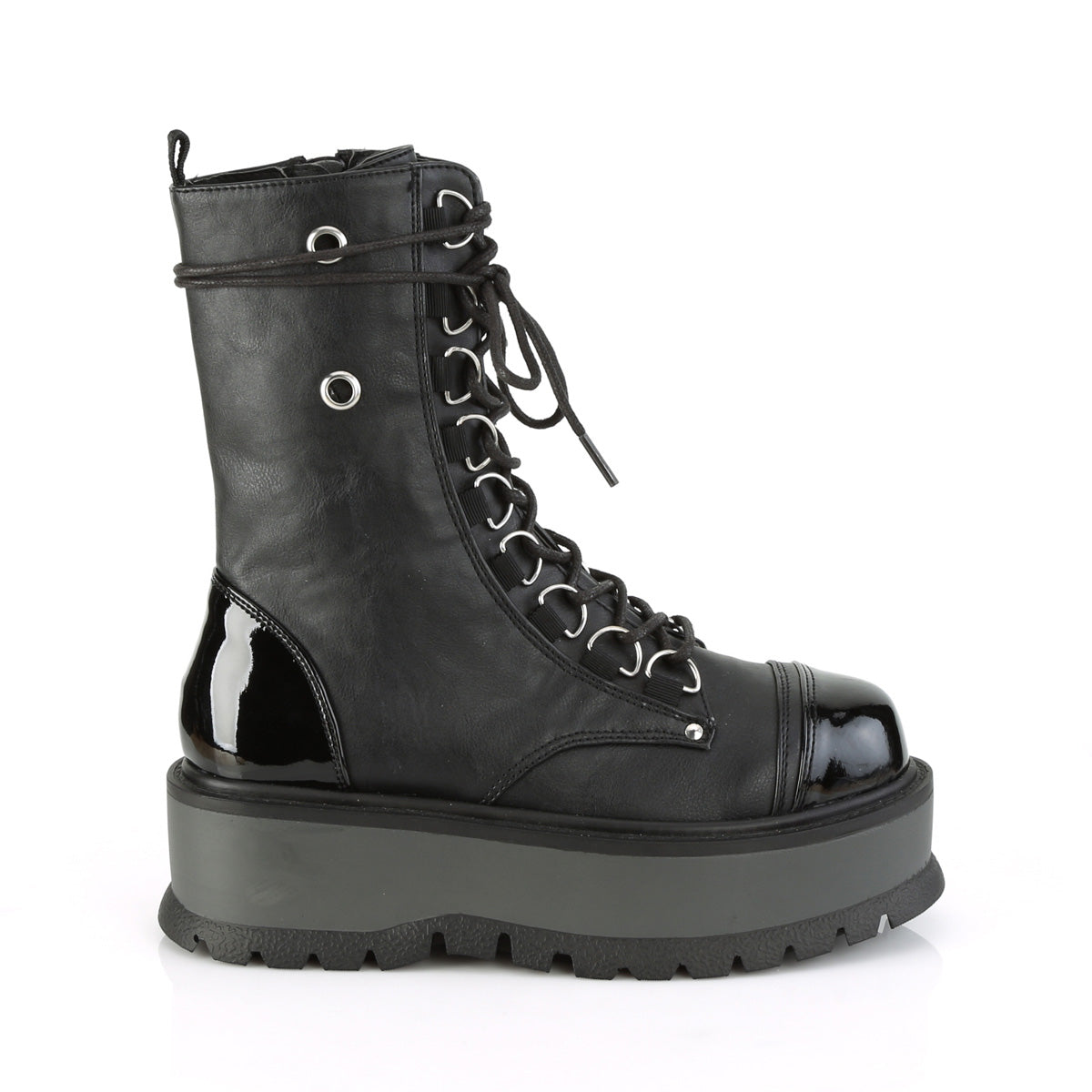 DemoniaCult Damenknöchelstiefel SLACKER-150 BLK Vegan Lederpat