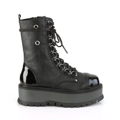 DemoniaCult Damenknöchelstiefel SLACKER-150 BLK Vegan Lederpat