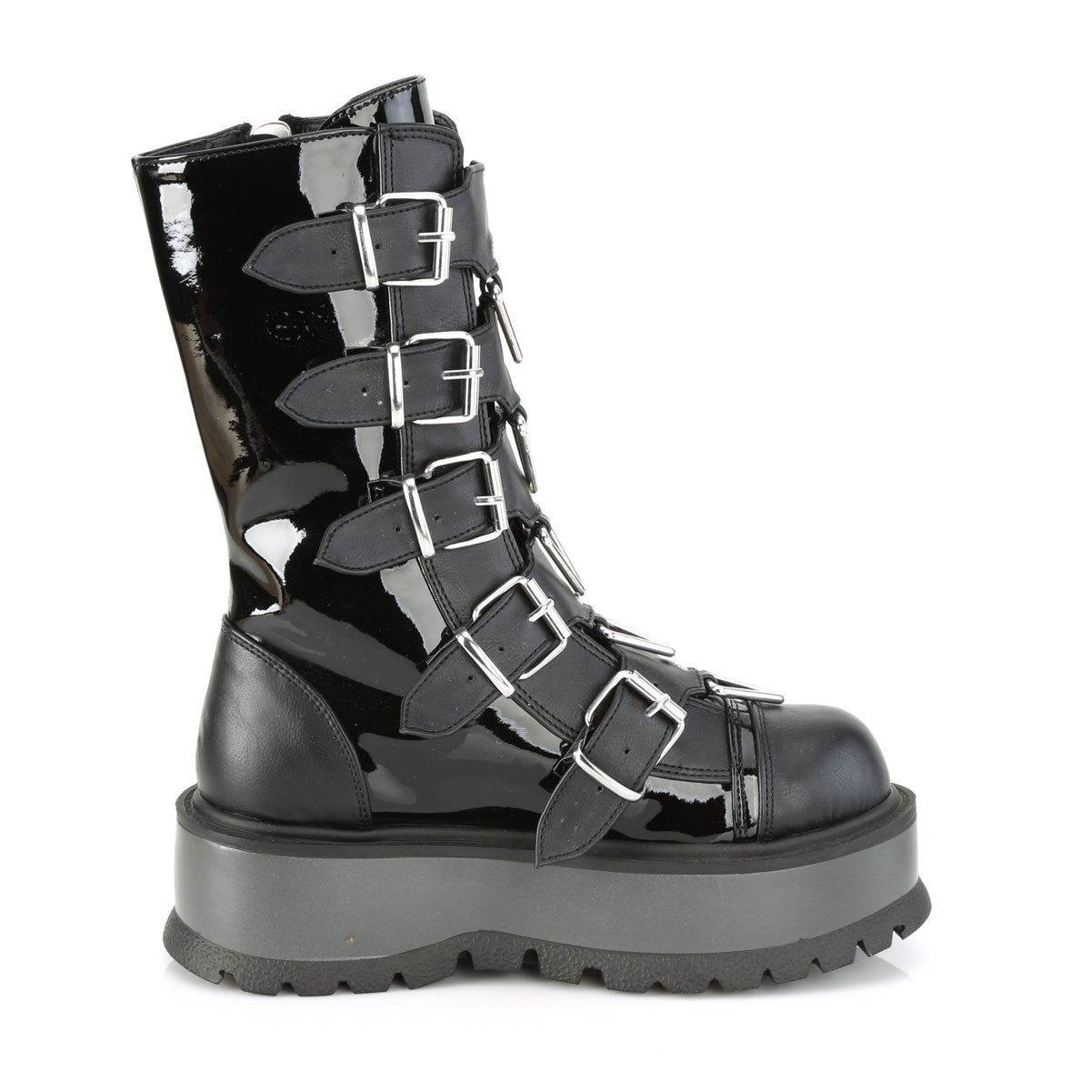 DemoniaCult Frauenstiefel SLACKER-160 BLK Pat-Vegan Leder