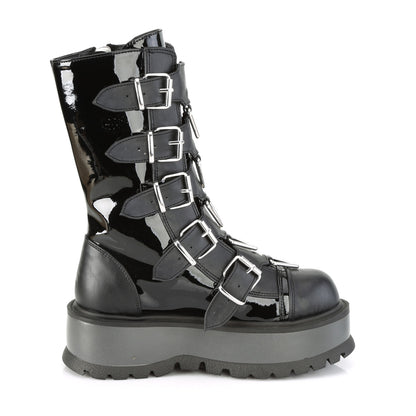 DemoniaCult Frauenstiefel SLACKER-160 BLK Pat-Vegan Leder