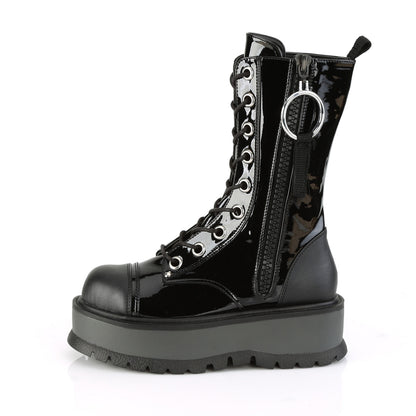 DemoniaCult Frauenstiefel SLACKER-220 BLK Pat-Vegan Leder