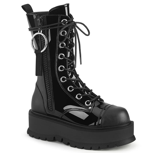 DemoniaCult Frauenstiefel SLACKER-220 BLK Pat-Vegan Leder