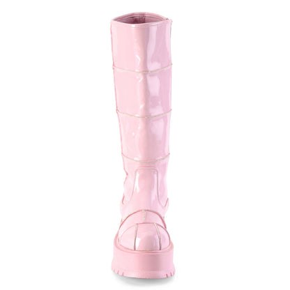DemoniaCult Frauenstiefel SLACKER-230 B. Pink Hologramm Pat