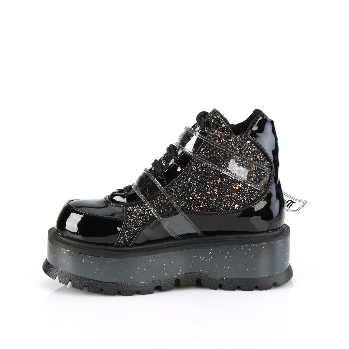 DemoniaCult  Stiefeletten SLACKER-50 BLK Patent-Blk Multi Glitter