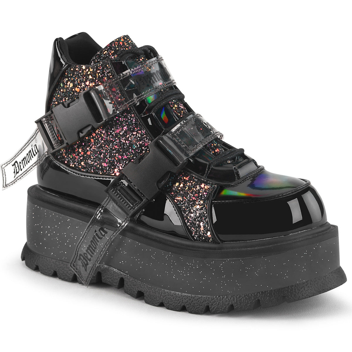 DemoniaCult  Stiefeletten SLACKER-50 BLK Patent-Blk Multi Glitter