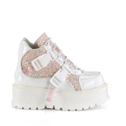 DemoniaCult  Stiefeletten SLACKER-50 WHT Holographic Pat-B. Pink Multi Glitter